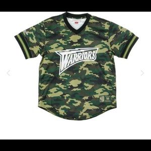 Golden State Warriors Mitchell and Ness Camo VNeck Jersey